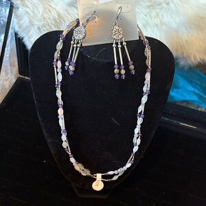 Elegant Silver and Purple semi precious stones Jewelry Set